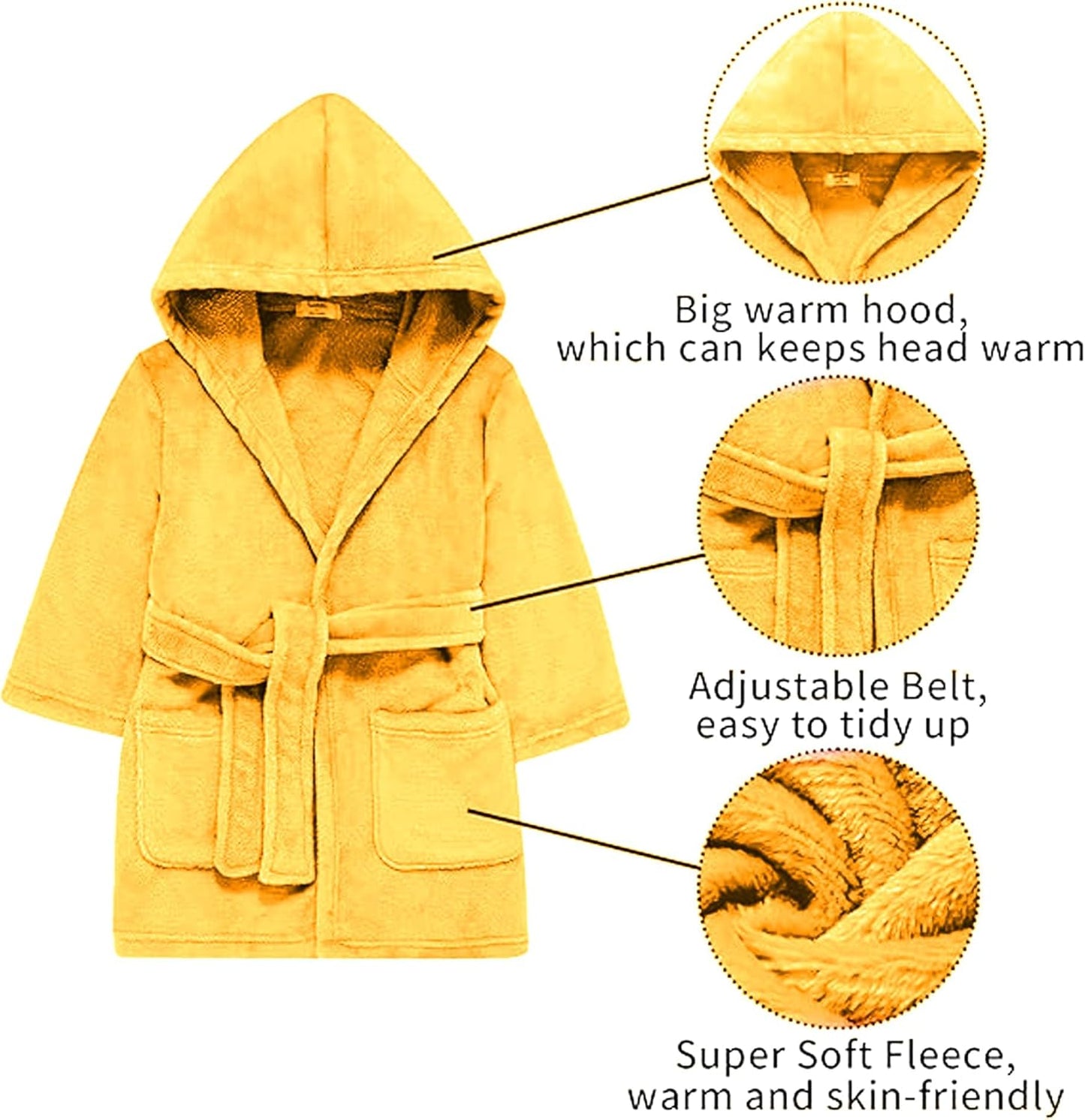 Girls Fleece Robe, Plush Hooded Soft Fuzzy Warm Fluffy Bathrobe for Kids 5-14 Years