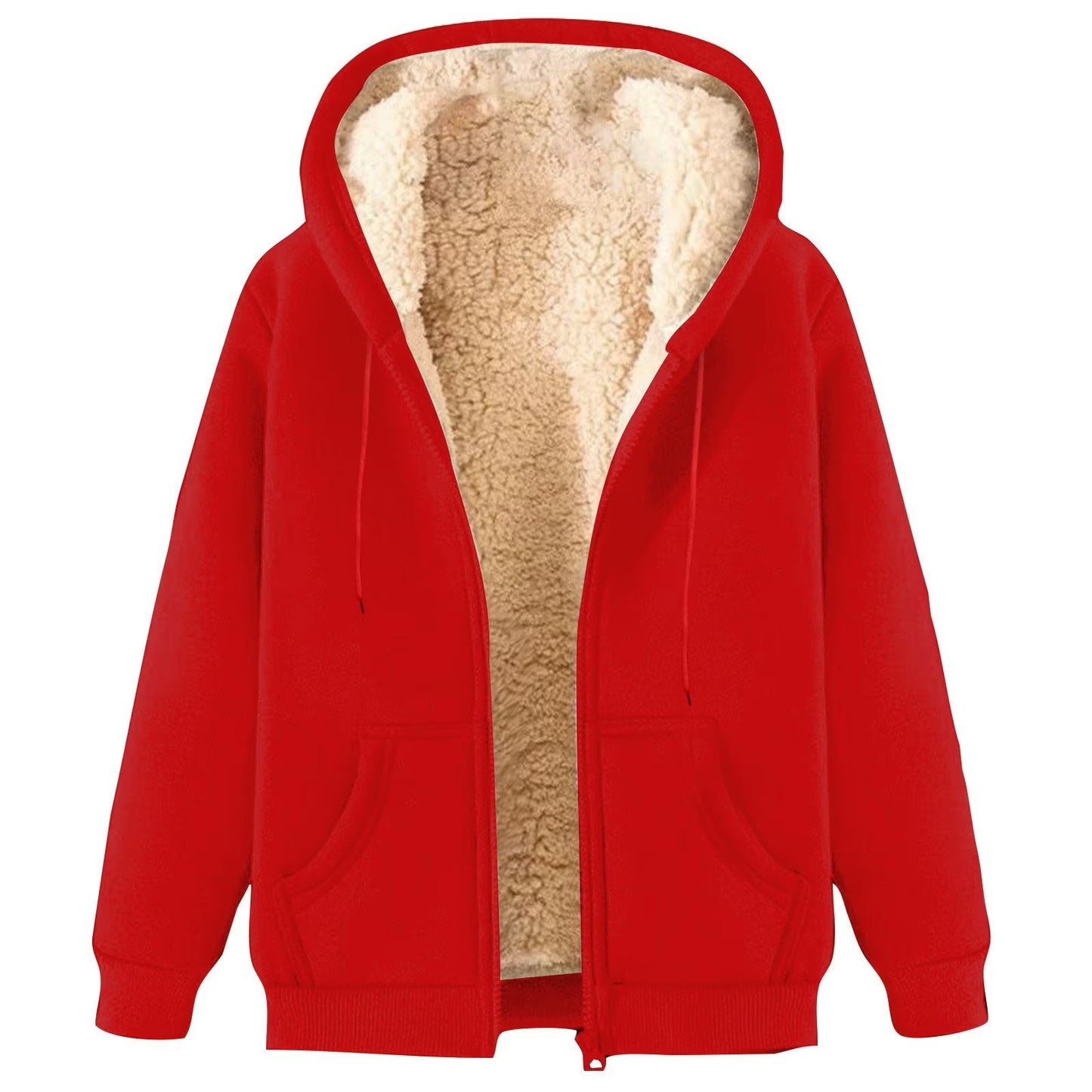 Fleece Full Zip Hoodie Men Sherpa Lined Warm Cozy Hoodie Jacket Casual Trendy Winter 2025 Outerwear with Pockets Red,L