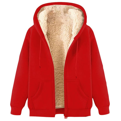 Fleece Full Zip Hoodie Men Sherpa Lined Warm Cozy Hoodie Jacket Casual Trendy Winter 2025 Outerwear with Pockets Red,L