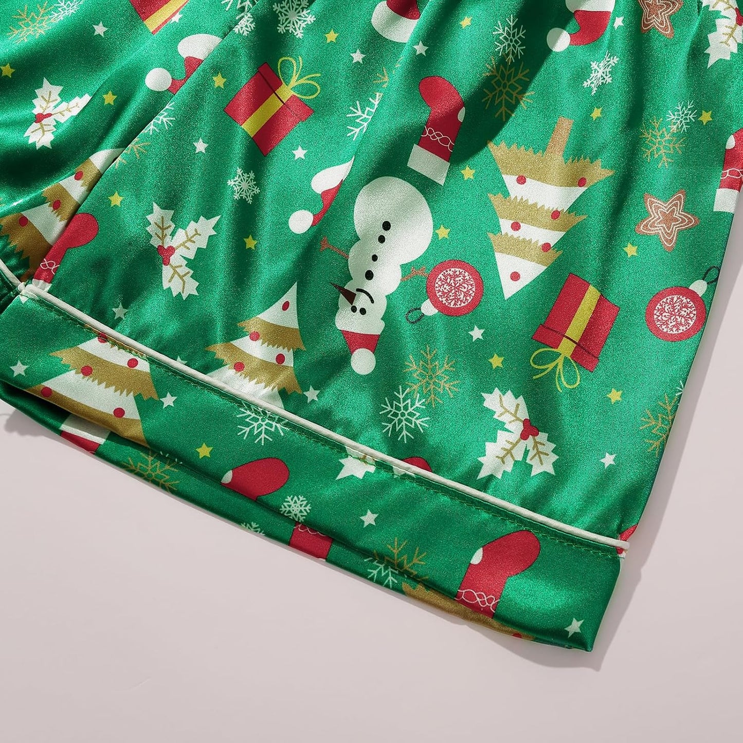 Pajama Set for Kid Baby Boy Girl Button-Up Silk Pajama Sleepwear Nightwear Loungewear Clothes Set Gifts for Kids