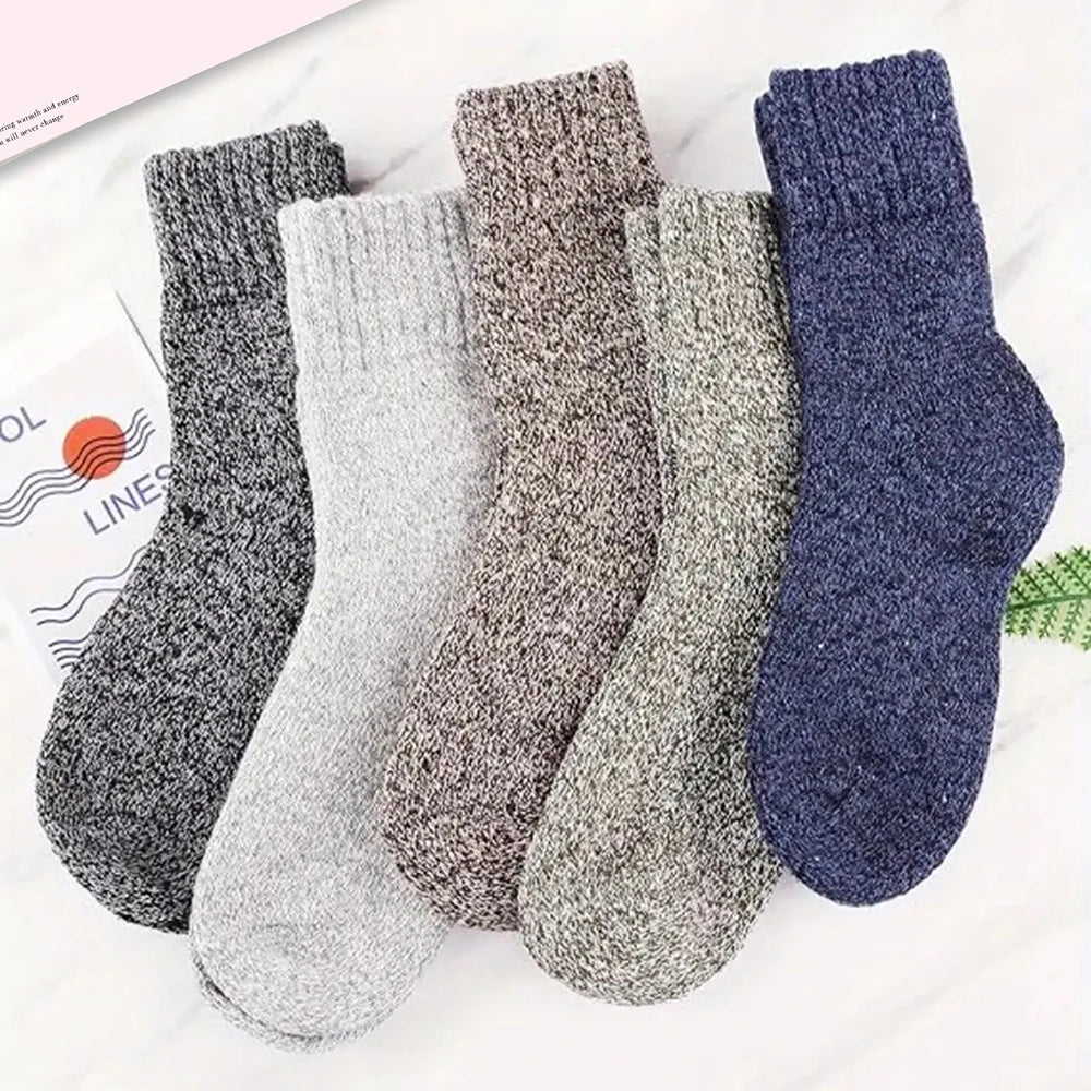 3/5 Pairs of Thick Woolen Socks for Men, Autumn and Winter Stockings, Towels to Keep Winter Warm, Crew Socks, Christmas Gift