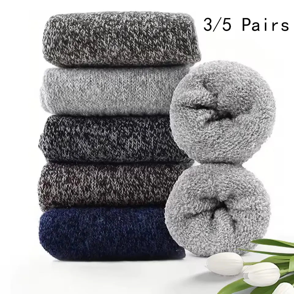 3/5 Pairs of Thick Woolen Socks for Men, Autumn and Winter Stockings, Towels to Keep Winter Warm, Crew Socks, Christmas Gift