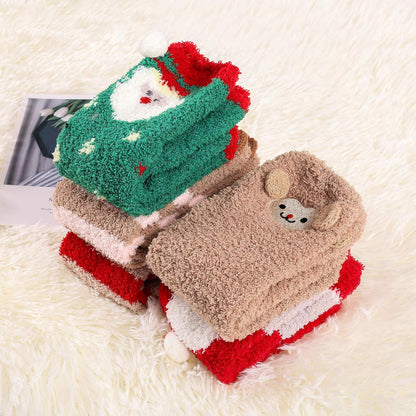 Womens Christmas Fuzzy Socks Fluffy Cozy Warm Super Soft Slipper Home Socks for Christmas