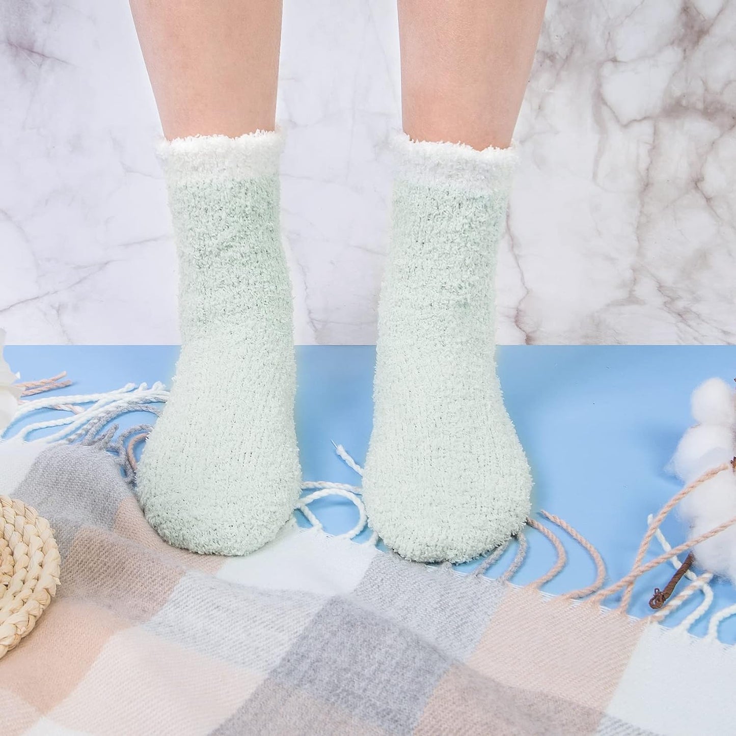 5 Pairs Womens Fuzzy Socks Cozy Soft Fluffy Cute Cat Animal Winter Warm Slipper Socks Christmas Stocking Stuffers