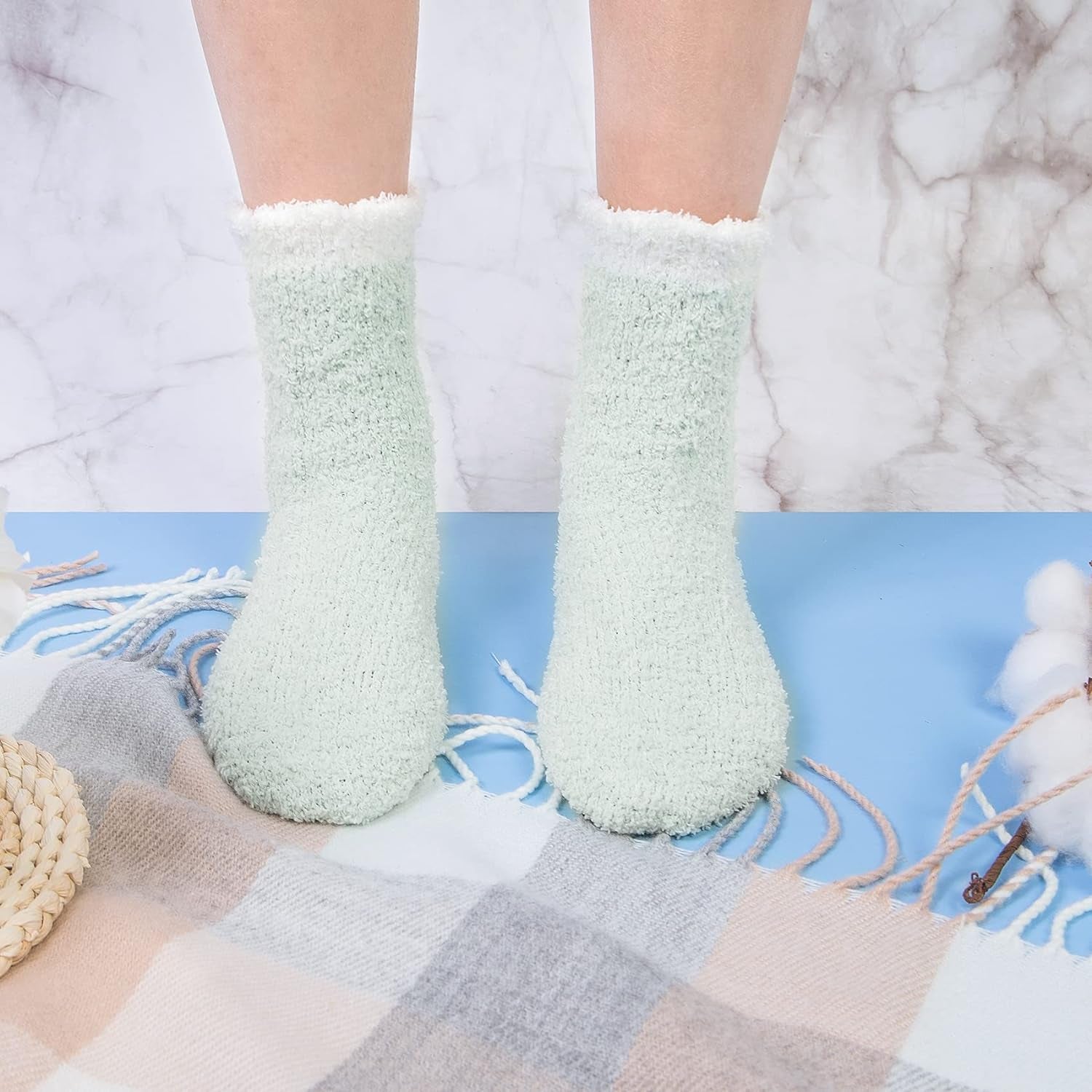 5 Pairs Womens Fuzzy Socks Cozy Soft Fluffy Cute Cat Animal Winter Warm Slipper Socks Christmas Stocking Stuffers