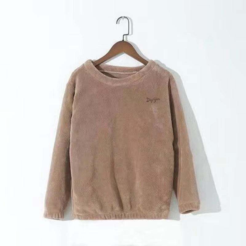 Women Velvet Pajama Set Loose Top and Warm Pants Home Casual Warm Woolen Suit Women Fleece Sets Winter Tracksuits