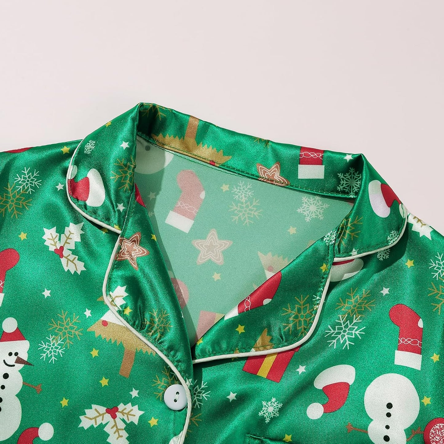 Pajama Set for Kid Baby Boy Girl Button-Up Silk Pajama Sleepwear Nightwear Loungewear Clothes Set Gifts for Kids