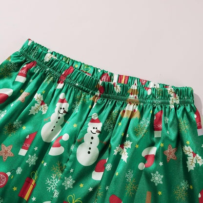 Pajama Set for Kid Baby Boy Girl Button-Up Silk Pajama Sleepwear Nightwear Loungewear Clothes Set Gifts for Kids