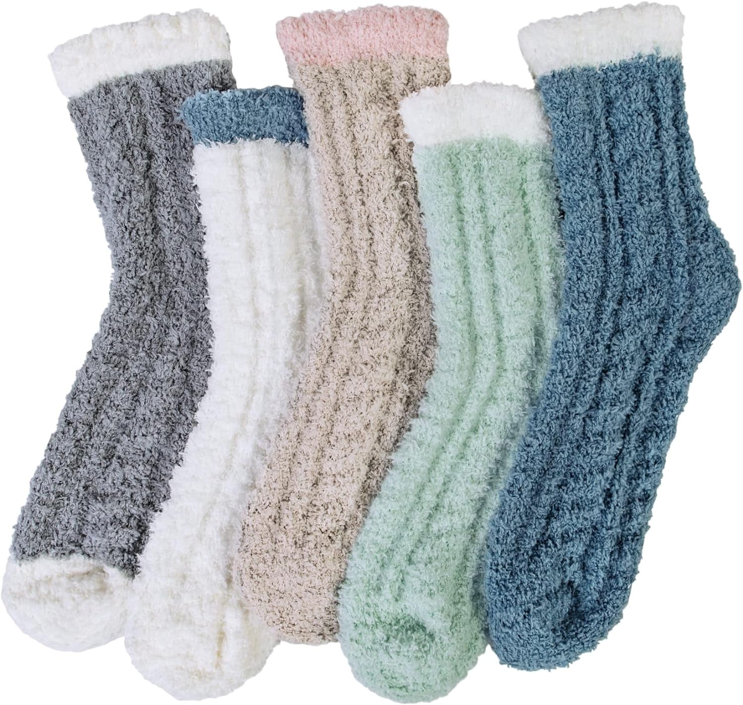5 Pairs Womens Fuzzy Socks Cozy Soft Fluffy Cute Cat Animal Winter Warm Slipper Socks Christmas Stocking Stuffers