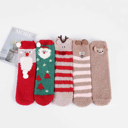 Womens Christmas Fuzzy Socks Fluffy Cozy Warm Super Soft Slipper Home Socks for Christmas