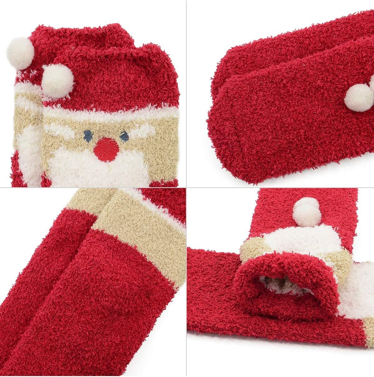 Womens Christmas Fuzzy Socks Fluffy Cozy Warm Super Soft Slipper Home Socks for Christmas