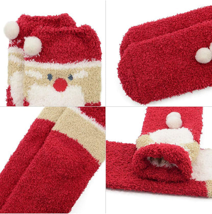 Womens Christmas Fuzzy Socks Fluffy Cozy Warm Super Soft Slipper Home Socks for Christmas