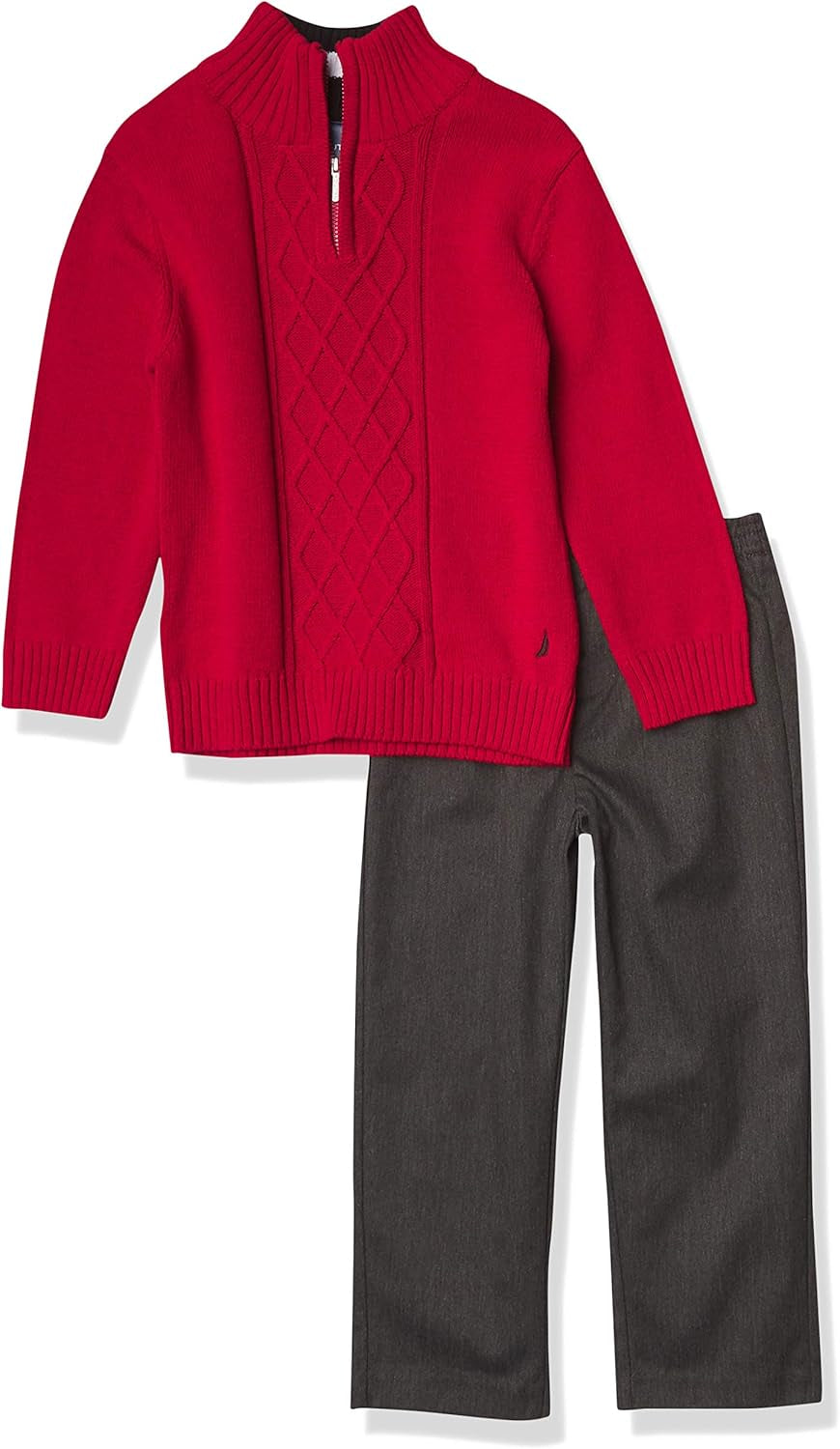 Boys' 2-Piece Quarter Zip Pullover Sweater and Pants Set